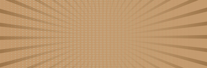 Beige pop art comic background. For speech bubble, message, text, book, cartoon cover, magazine. Cartoon halftone vintage backdrop. Retro pattern background for comic text. Sunburst background, vector