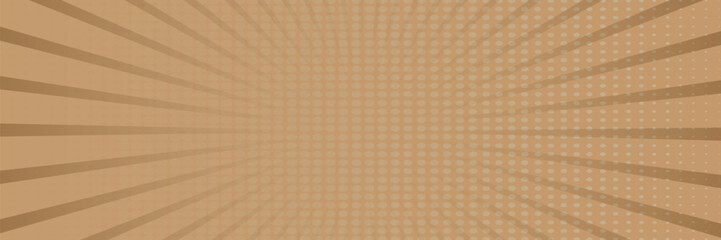 Beige pop art comic background. For speech bubble, message, text, book, cartoon cover, magazine. Cartoon halftone vintage backdrop. Retro pattern background for comic text. Sunburst background, vector