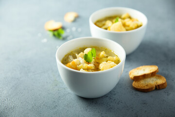 Homemade vegetable soup with cauliflower