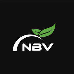 NBV letter nature logo design on black background. NBV creative initials letter leaf logo concept. NBV letter design.
