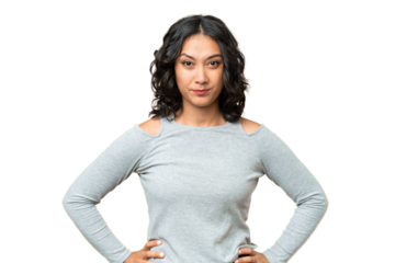 Young Argentinian woman over isolated background angry