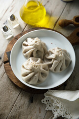 Traditional Georgian dumplings with black pepper