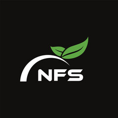 NFS letter nature logo design on black background. NFS creative initials letter leaf logo concept. NFS letter design.
