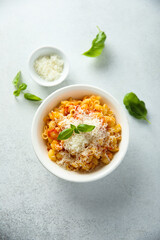 Pasta with tomato sauce and cheese