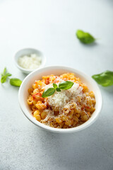Pasta with tomato sauce and cheese