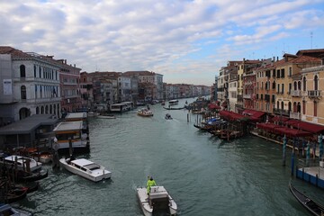 Fototapeta na wymiar Grand Canal viewed from Rialto Bridge in Venice, Italy