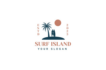 Surf Island Logo Vector Icon Illustration