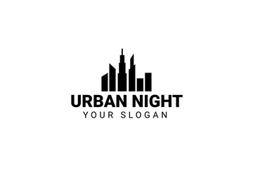 City Skyline Cityscape Silhouette For Real Estate Building Logo Design Vector
