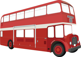double decker bus red color side view
