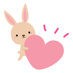  かわいいうさぎとハートのタイトルイラスト/ピンク