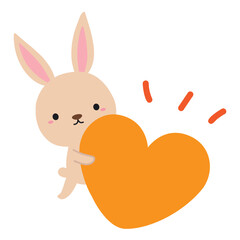  かわいいうさぎとハートのタイトルイラスト/オレンジ