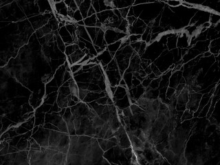 Black marble grunge pattern texture background with white shiny cracks veins, Marble of Thailand, Abstract natural marble black and white for design.	