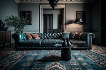The design leather sofa in the living room adds a touch of sophistication to the contemporary decor.