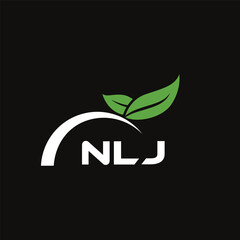 NLJ letter nature logo design on black background. NLJ creative initials letter leaf logo concept. NLJ letter design.
