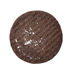 Chocolate cookies with cream filling isolated on white background.