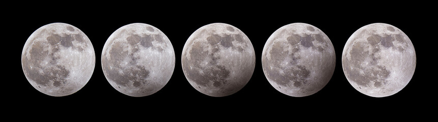 5 Different phases of a partial lunar eclipse