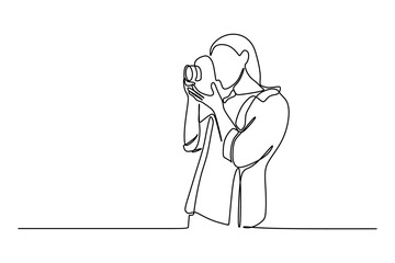 continuous line drawing of Professional Photography Job Concept