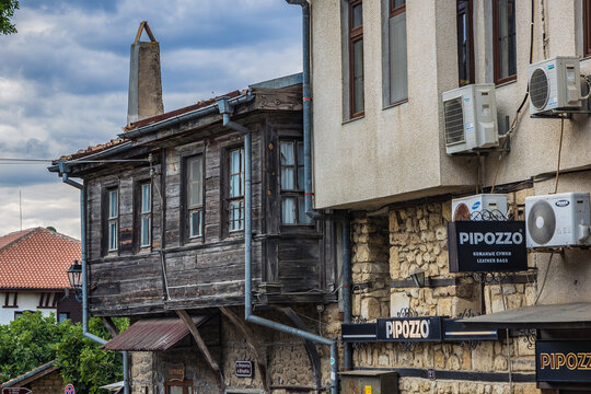 Nesebar, Bulgaria - September 2, 2021: Old part of Nesebar historic city on Black Sea coast