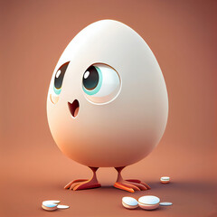 Happy egg character with face. Cartoon illustration. AI Generative