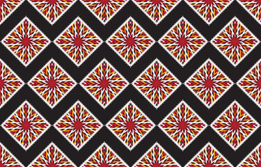 Fototapeta na wymiar Background with an ethnic ikat pattern Abstract ethnic ikat pattern Traditional fabric design in Indonesia and other Asian countries
