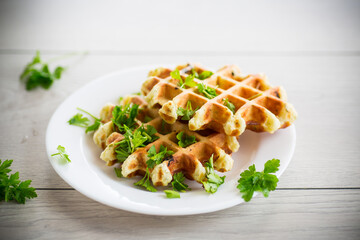 fried Belgian vegetable waffles with spices and herbs