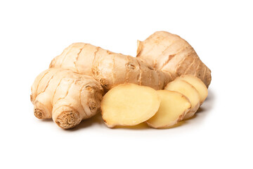 Ginger root isolated on white background.