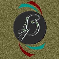 Logo of bird on black circle button