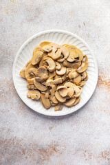 champignon slice in plate mushroom meal food snack on the table copy space food background rustic top view