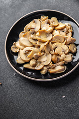 champignon slice in plate mushroom meal food snack on the table copy space food background rustic top view