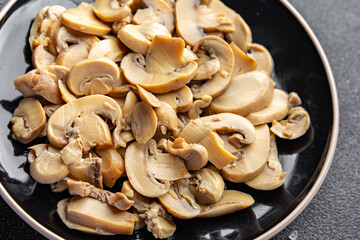 champignon slice in plate mushroom meal food snack on the table copy space food background rustic top view