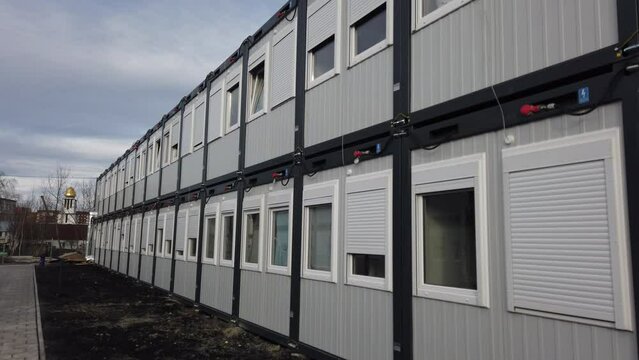 Polish modular houses for refugees in Ukraine.