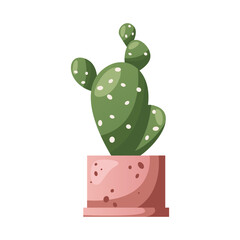 Cactus succulent houseplant in pot. Indoor potted house plant in flowerpot. Home garden, greenhouse, florarium, gardening lover. Domestic store poster, banner, flyer, advertising, promo.Cartoon vector