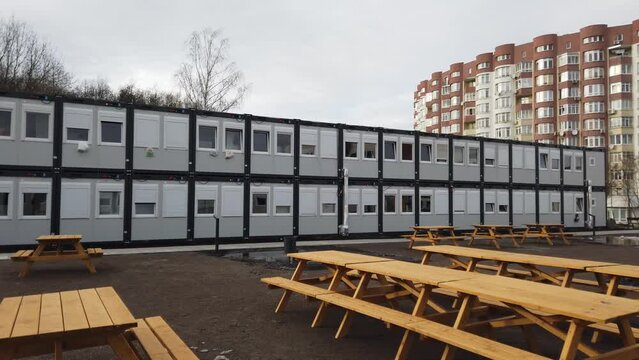 Polish modular houses for refugees in Ukraine.