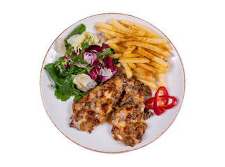 chicken with demi glace sauce, top view