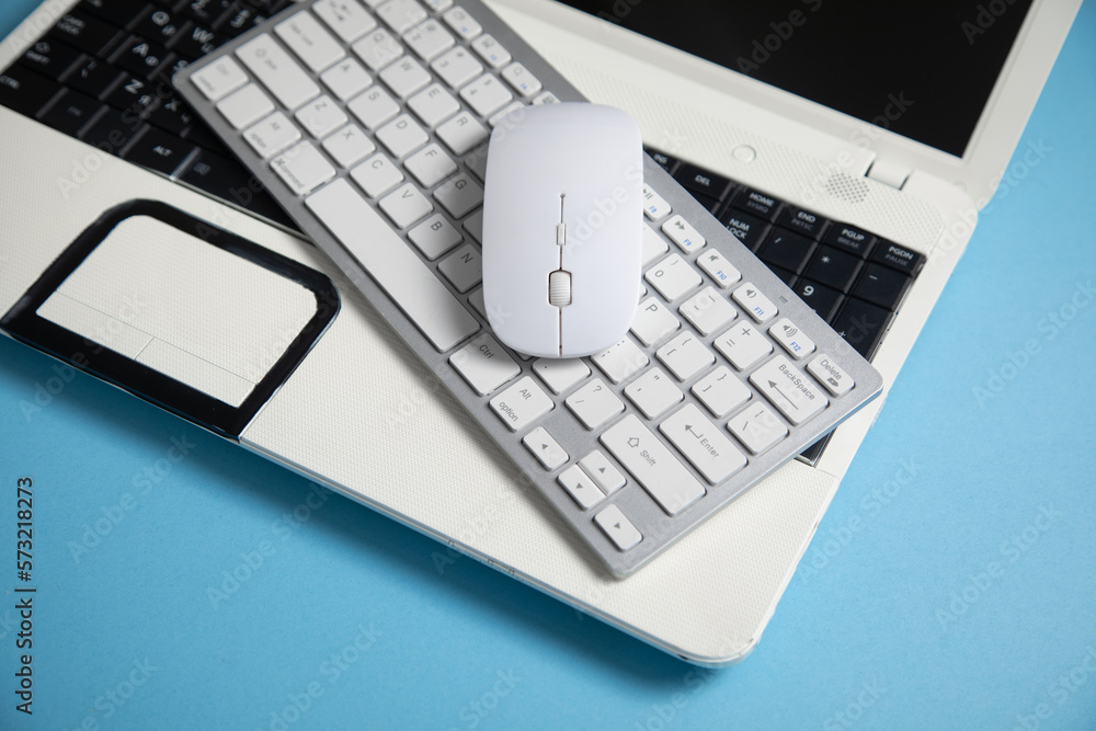 Wall mural computer keyboard and mouse. internet. technology. business