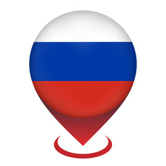 Obraz premium Map pointer with contry Russia. Russia flag. Vector illustration.