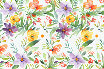 Obraz na płótnie Canvas Botanical watercolor wallpaper pattern