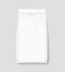 Stand food bag with flat bottom mockup. Front view. Vector illustration. Can be use for template your design, presentation, promo, ad. EPS 10.	