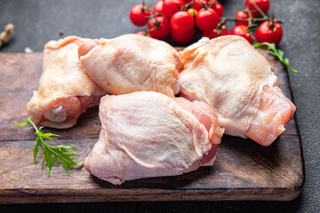 chicken thigh raw chicken legs meat meal food snack on the table copy space food background rustic top view 