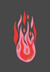 Abstract and artistic beautiful hand drawn illustration of fire