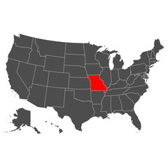 Vector map of Missouri. High detailed illustration. Country of the United States of America. Flat style. Vector