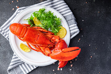 fresh lobster seafood product meal food snack on the table copy space food background rustic top view