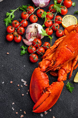 fresh lobster seafood product meal food snack on the table copy space food background rustic top view