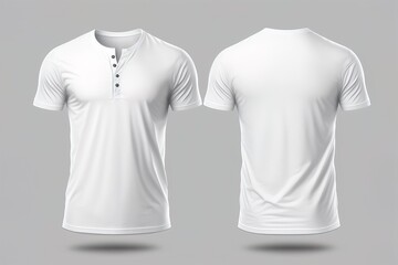 Blank henley tshirt for men template, white color shirt with empty white background