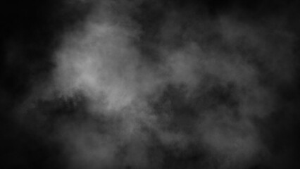 Overlays fog isolated on black background. Paranormal black and white mystic smoke, clouds for movie scenes.