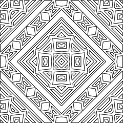  Monochrome ornamental texture with smooth linear shapes, zigzag lines, lace pattern.Abstract geometric black and white mandala for web page, textures, card, poster, fabric, textile.