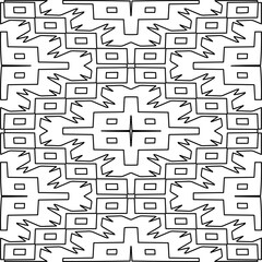  Monochrome ornamental texture with smooth linear shapes, zigzag lines, lace pattern.Abstract geometric black and white mandala for web page, textures, card, poster, fabric, textile.