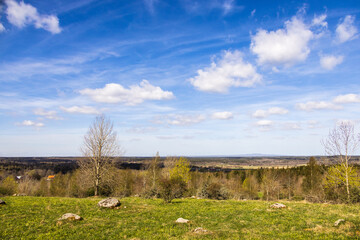 Landscape view at springtime from a hill