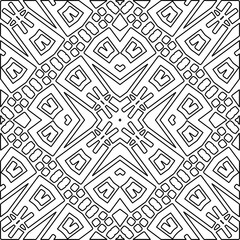  Monochrome ornamental texture with smooth linear shapes, zigzag lines, lace pattern.Abstract geometric black and white mandala for web page, textures, card, poster, fabric, textile.