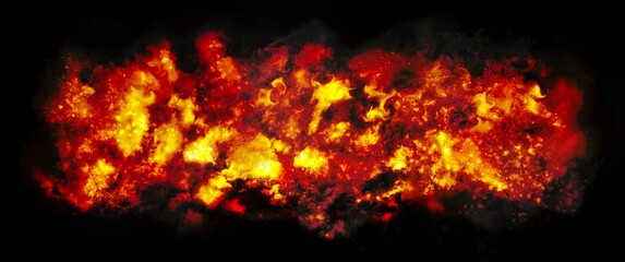 激しく燃える炎のようなグラフィックエフェクト, Intense flaming graphic horizontal effects 